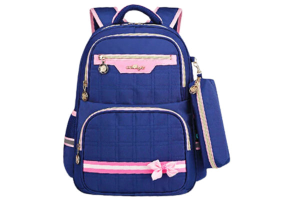 School bags showcased by manufacturers in Chennai, emphasizing a selection of styles and colors for educational purposes.